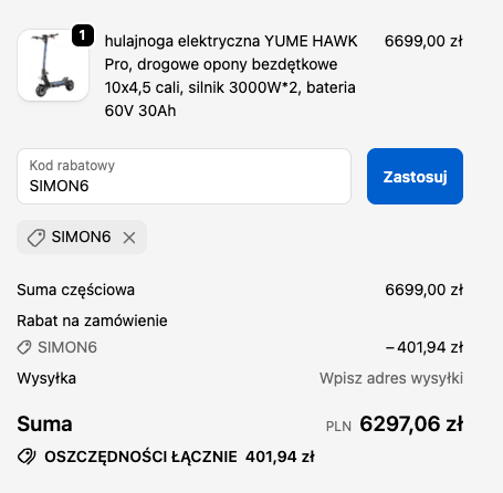 yume-hawk-pro-kod-rabatowy-kupon-simon6-najtaniej-hulajnoga-elektryczna YUME HAWK PRO